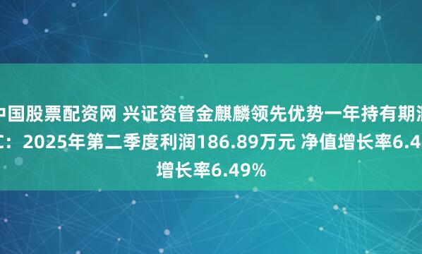 中国股票配资网 兴证资管金麒麟领先优势一年持有期混合C：2025年第二季度利润186.89万元 净值增长率6.49%